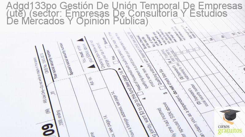 Cursos Para Trabajadores Gestión De Unión Temporal De Empresas (ute) (sector: Empresas De Consultoría Y Estudios De Mercados Y Opinión Pública) Adgd133po cursos gratuitos
