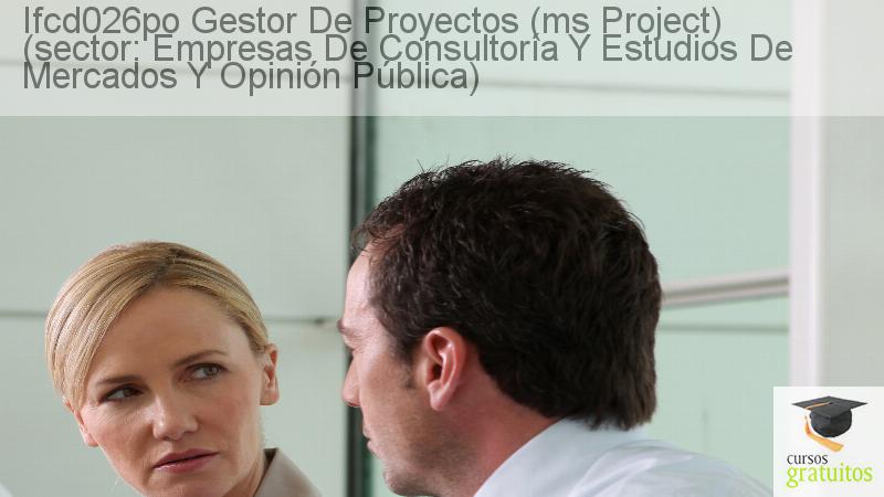 Cursos Para Trabajadores Gestor De Proyectos (ms Project) (sector: Empresas De Consultoría Y Estudios De Mercados Y Opinión Pública) Ifcd026po cursos gratuitos