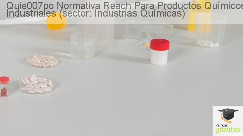 Cursos Para Trabajadores Normativa Reach Para Productos Químicos Industriales (sector: Industrias Químicas) Quie007po cursos gratuitos